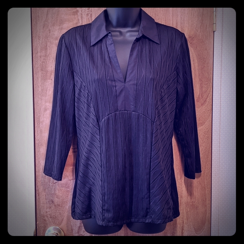 Style & Co Black Top with Eyelet Design, Medium